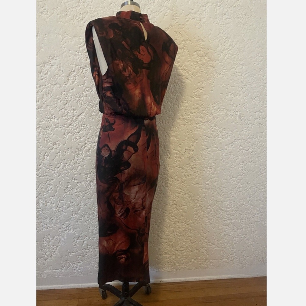 All Saints ISA Claudia Dress, Size 4 (small) Rust Red Silk Blend Midi Sleeveles - Picture 7 of 16